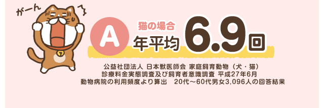 A 猫の場合 年平均6.9回